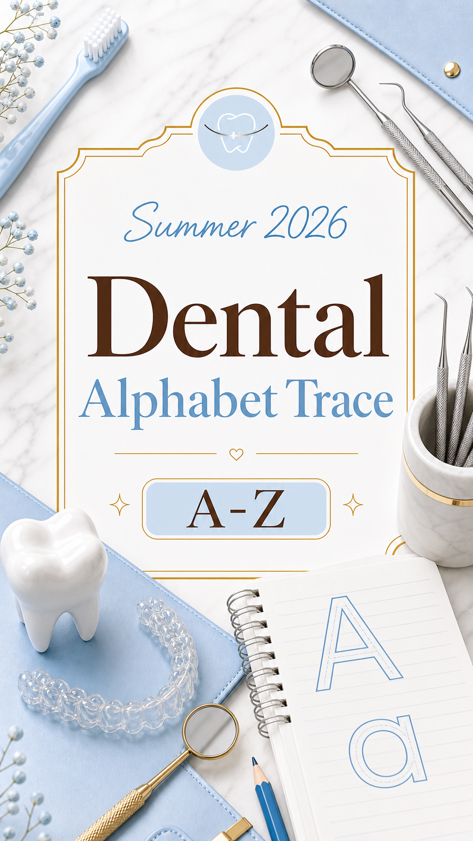Summer 2026 dental alphabet trace book cover